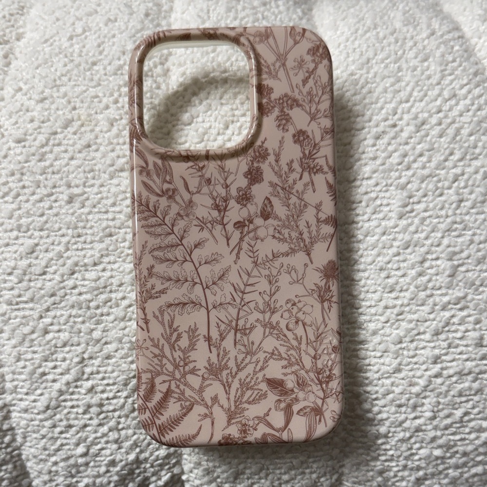 Floral Pattern iPhone 16 Pro Case - Tan